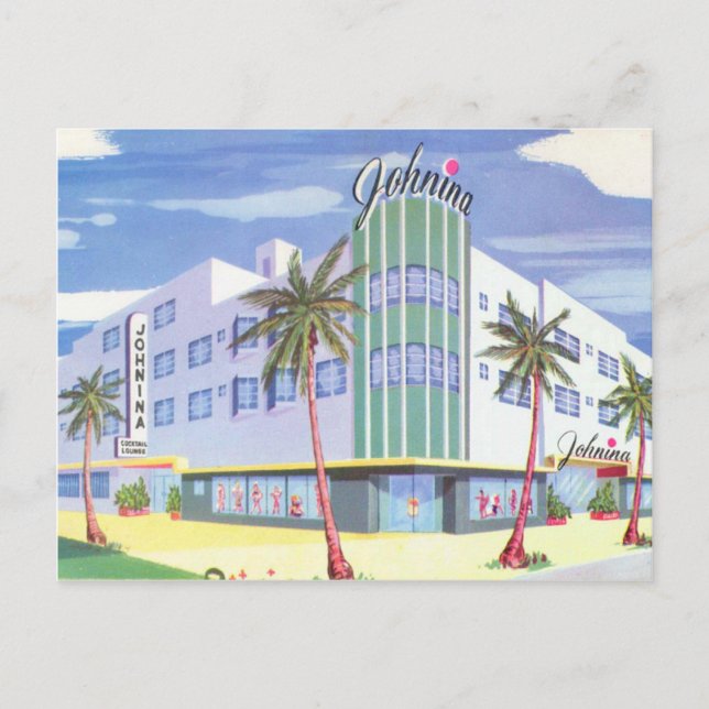 Postal Vintage Johnina Hotel, Miami Beach, Florida (Anverso)
