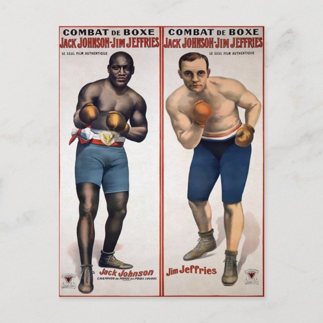 Postal Vintage Johnson VS Jeffries Boxing (Anverso)