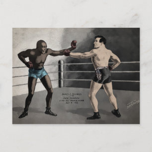 Postal Vintage Johnson VS Jeffries Boxing