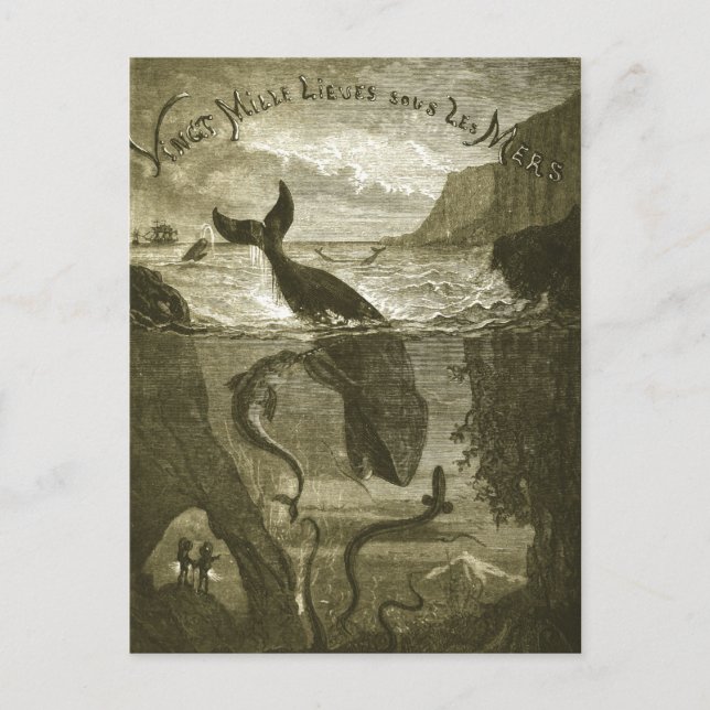 Postal Vintage Jules Verne 20.000 ligas (Anverso)