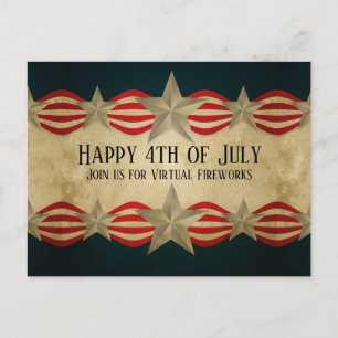 Postal Vintage July 40 Bunting and Stars