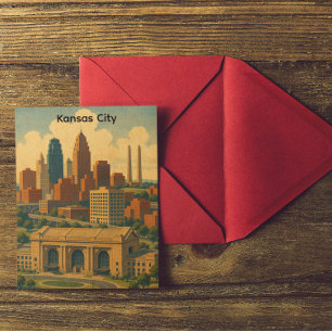 Postal Vintage Kansas City Silhouette Skyline