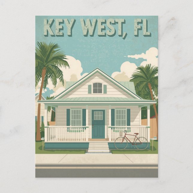 Postal Vintage Key West FL Cottage Travel (Anverso)