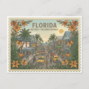 Postal Vintage Key West Florida Duval Street República de