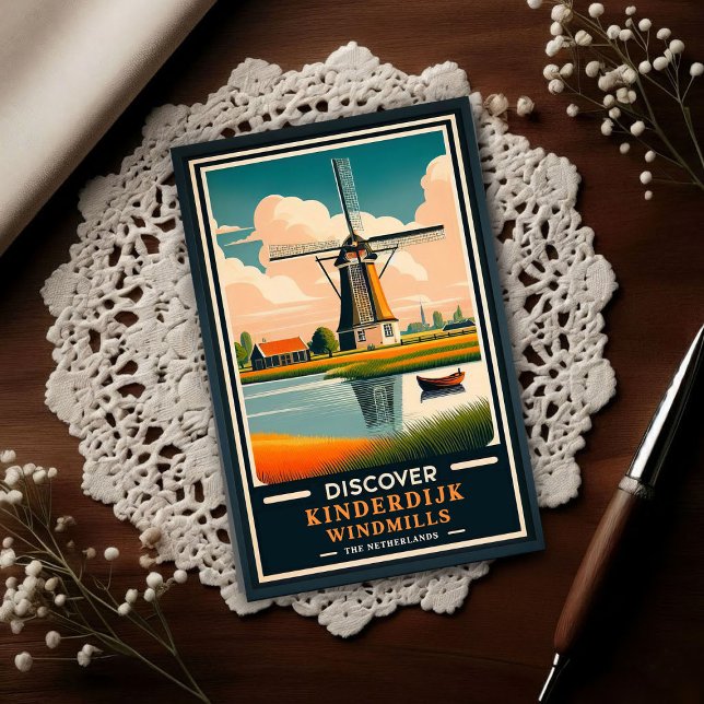Postal Vintage Kinderdijk Windmills Travel (Subido por el creador)