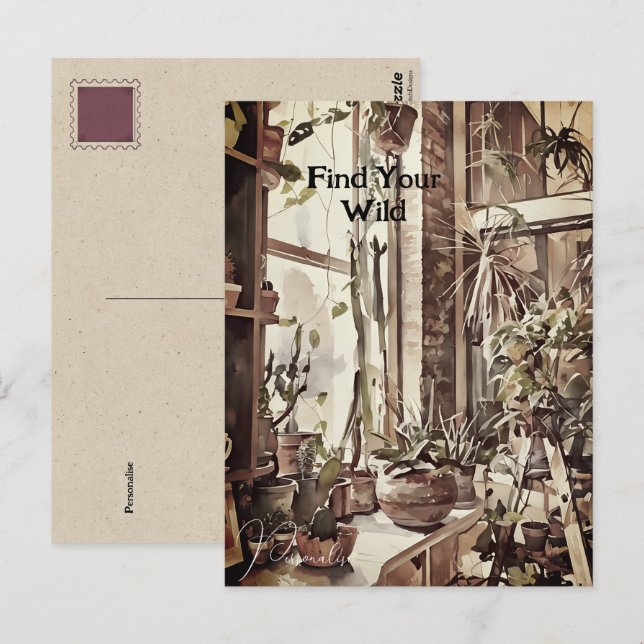 Postal Vintage Kitchen Ventana Jardín Plantas Floral (Anverso / Reverso)