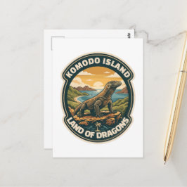 Postal Vintage Komodo Island National Park Indonesia Retr