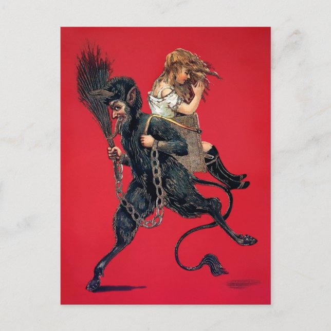 Postal Vintage Krampus con Chica (Anverso)