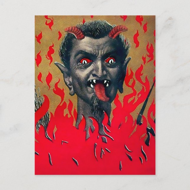 Postal Vintage Krampus Devil Head (Anverso)