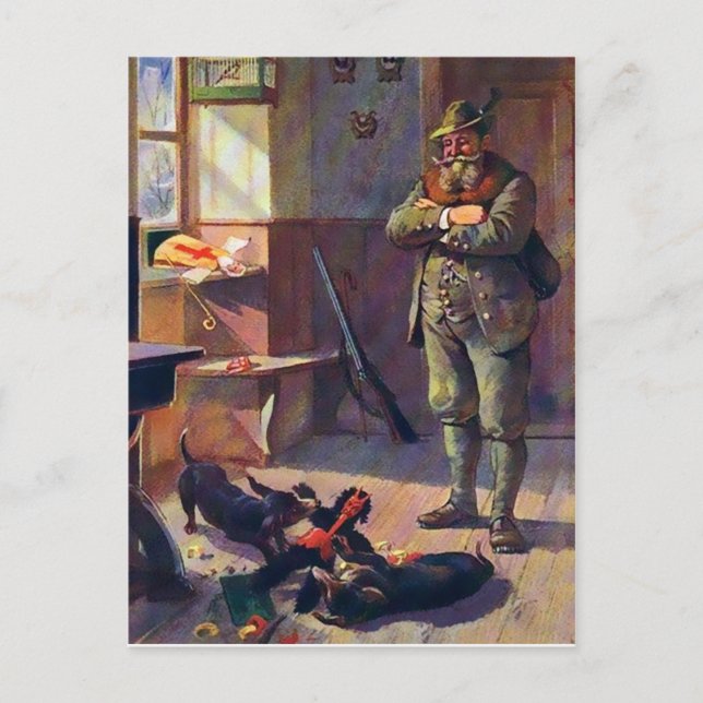 Postal Vintage Krampus Doll con perros (Anverso)