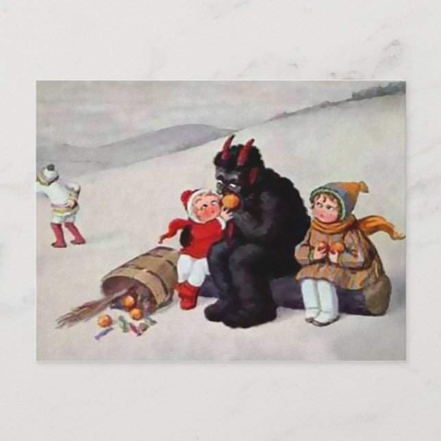 Postal Vintage Krampus Eating (Anverso)