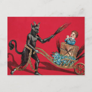 Postal Vintage Krampus Wheelbarrow
