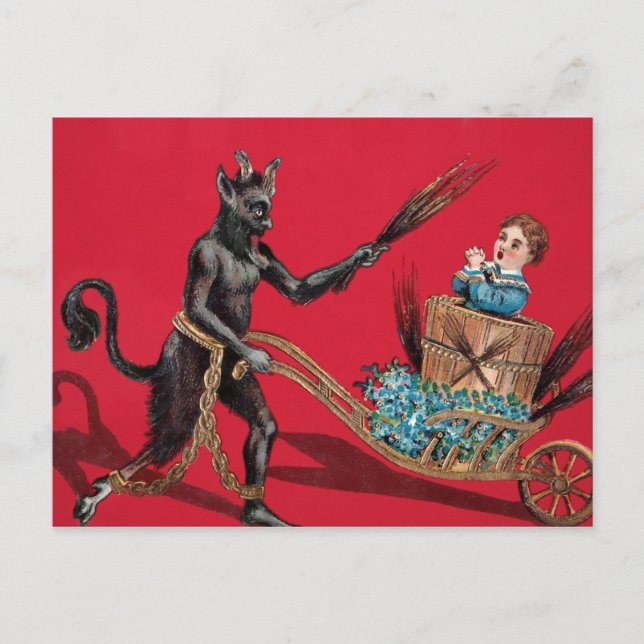 Postal Vintage Krampus Wheelbarrow (Anverso)