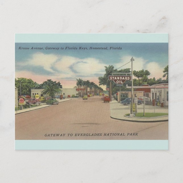 Postal Vintage Krome Avenue Homestead Florida Postcard (Anverso)