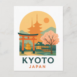 Postal Vintage Kyoto Japan Travel Minimalist Pagoda
