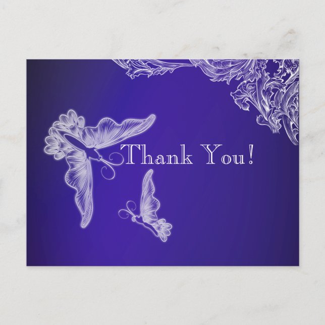 POSTAL VINTAGE LACE & BUTTERFLIES BLUE OMBRÉ (Anverso)