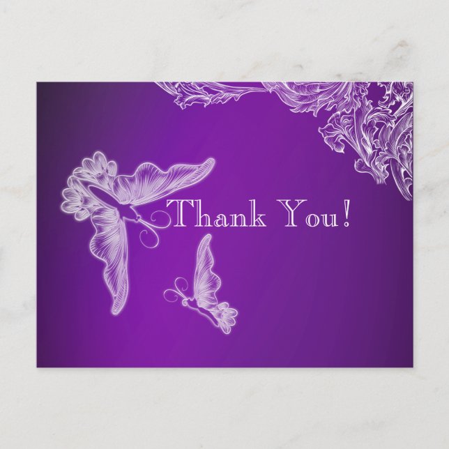 POSTAL VINTAGE LACE & BUTTERFLIES PURPLE OMBRÉ (Anverso)
