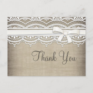 Postal Vintage Lace & Linen Gracias Postcard