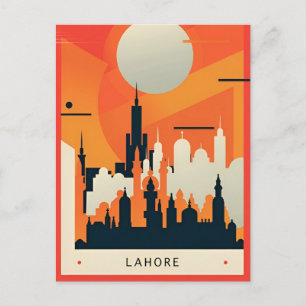 Postal Vintage Lahore Pakistan Badshahi acuarela de viaje