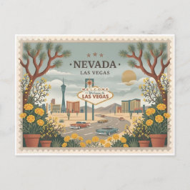 Postal Vintage Las Vegas Nevada Travel Poster Art