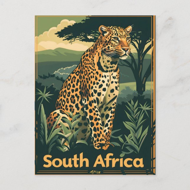 Postal Vintage leopardo de Sudáfrica (Anverso)