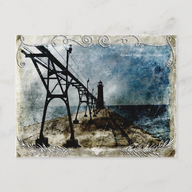 Postal Vintage Lighthouse from the Pier (Anverso)