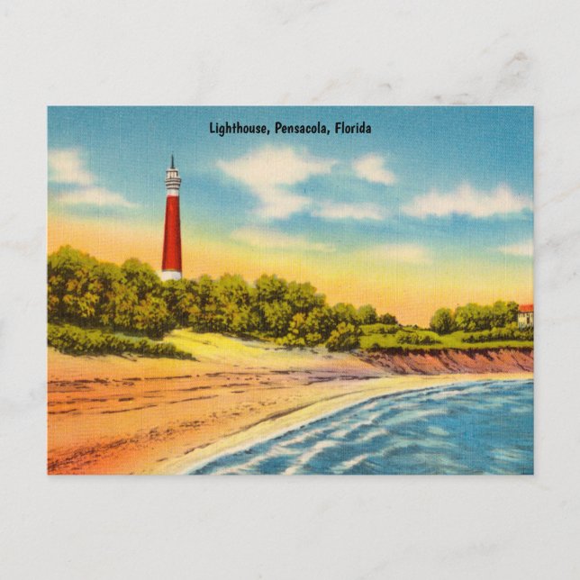 Postal Vintage Lighthouse, Pensacola, Florida Travel (Anverso)