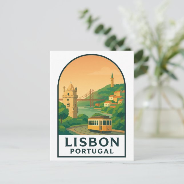 Postal Vintage Lisbon Portugal Travel Postcard – Retro  (Anverso de pie)
