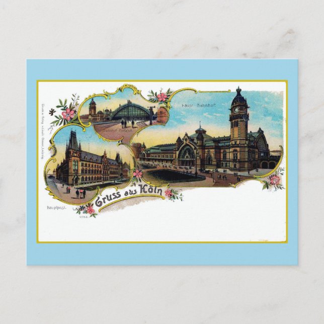 Postal Vintage Litho Gruess aus Köeln old (Anverso)