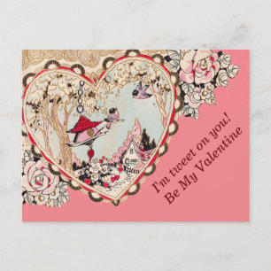 Postal Vintage Little Birds tuitea Valentines Postcard
