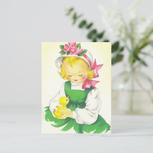 Postal Vintage Little Girl Retro Cute (Anverso de pie)