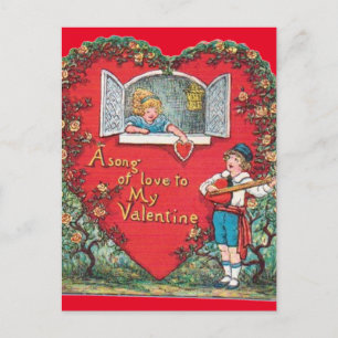 Postal Vintage Little Serenades Little Girl Valentine
