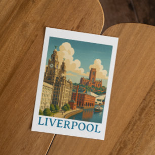 Postal Vintage Liverpool England Travel City View