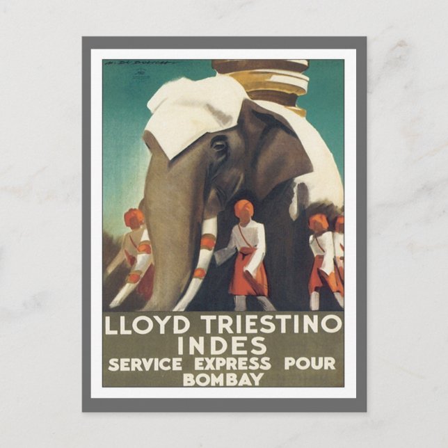 Postal Vintage Lloyd Triestino India (Anverso)