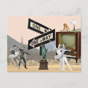 Postal Vintage Look American Collage