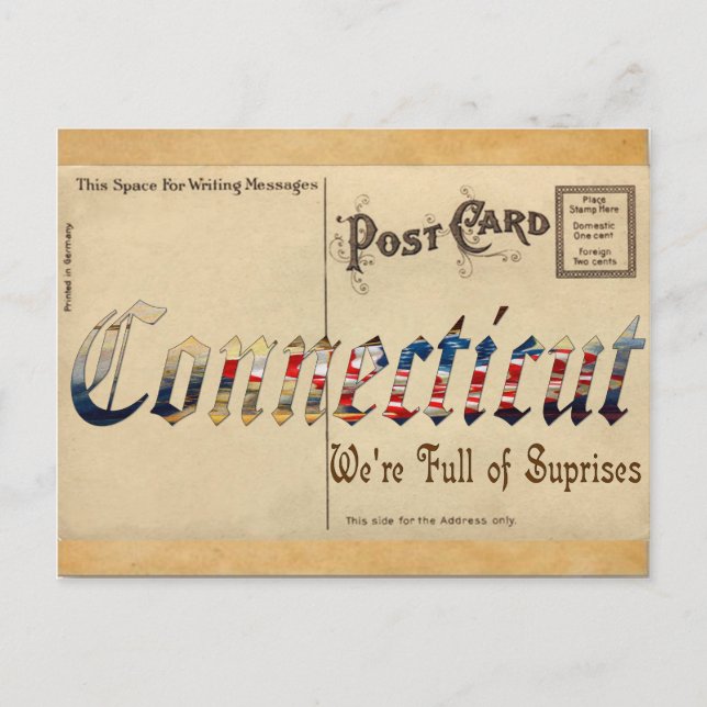 Postal Vintage Look Connecticut Old Postcard (Anverso)