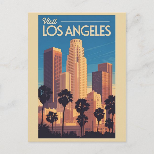 Postal Vintage Los Angeles California City Skyline (Anverso)