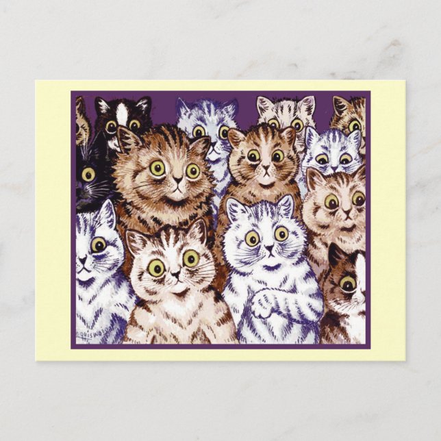 Postal Vintage Louis Wain Wonderment Gats Postcard (Anverso)