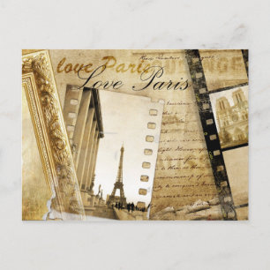 Postal Vintage Love Paris Post Card