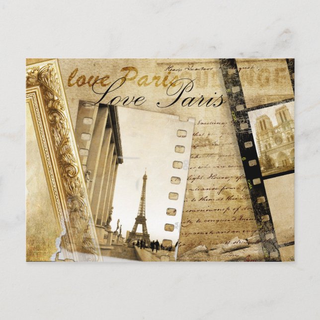 Postal Vintage Love Paris Post Card (Anverso)
