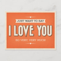 Vintage Love You Naranja Grunge Postcard