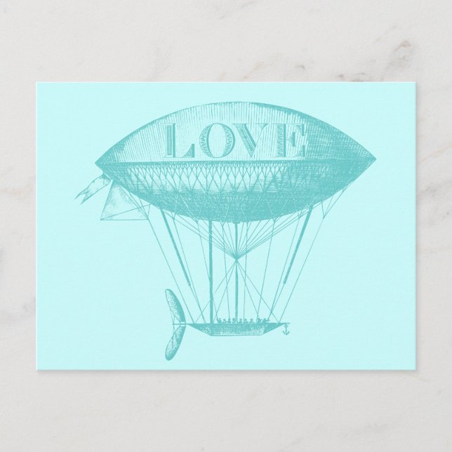 Postal Vintage Love Zeppelin Blue (Anverso)