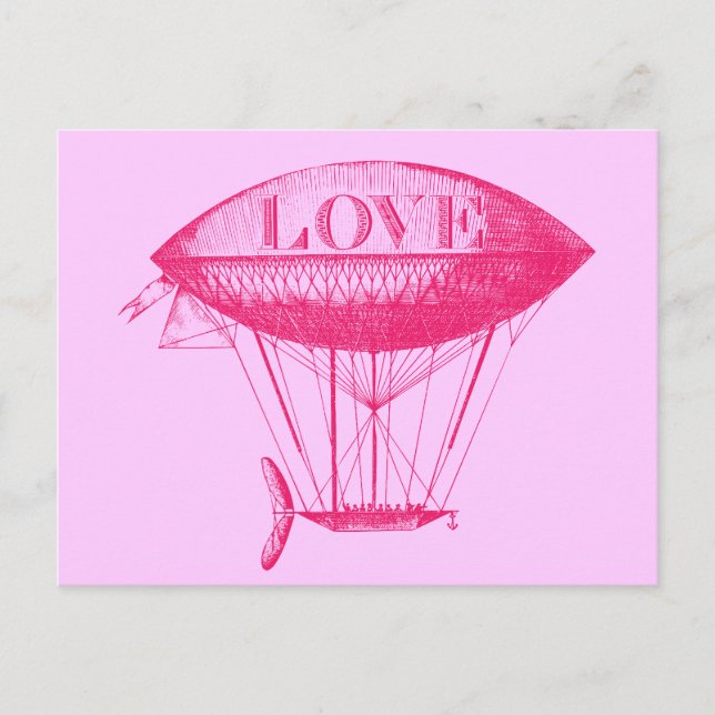 Postal Vintage Love Zeppelin Pink (Anverso)