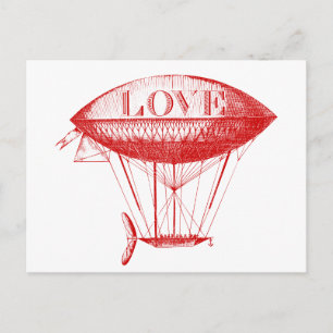 Postal Vintage Love Zeppelin Red