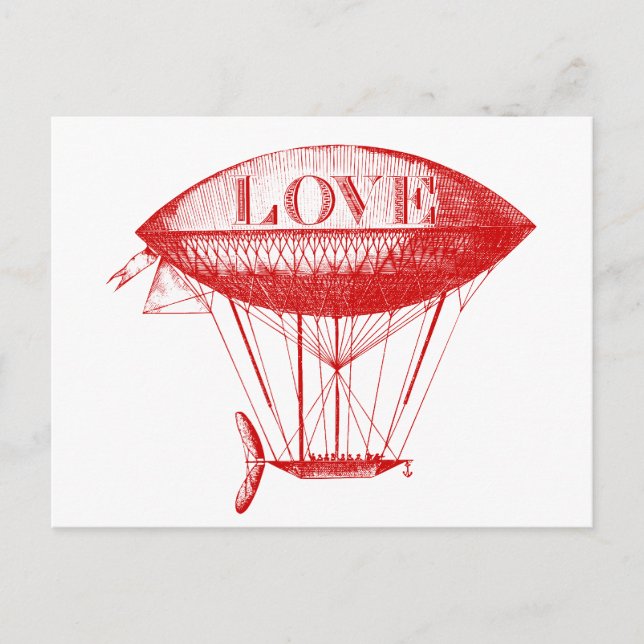 Postal Vintage Love Zeppelin Red (Anverso)