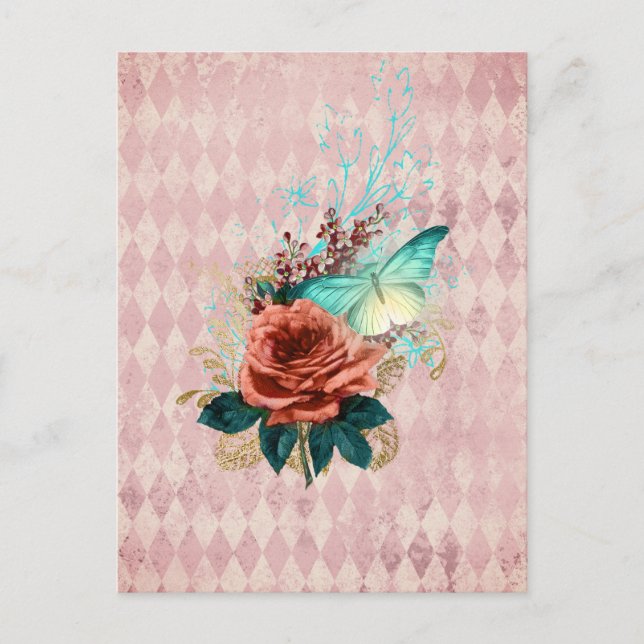 Postal Vintage Luna Moth Bouquet (Anverso)
