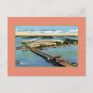 Postal Vintage MacArthur Causeway Miami and Miami Beach
