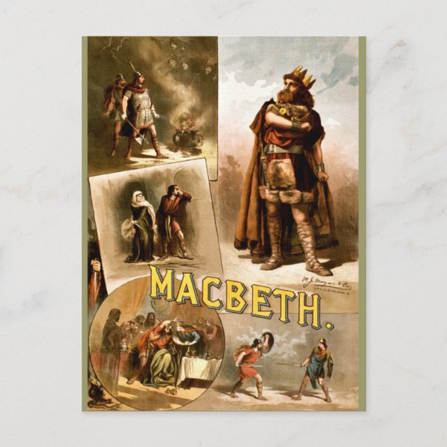Postal Vintage - Macbeth de Shakespeare, 1884 (Anverso)