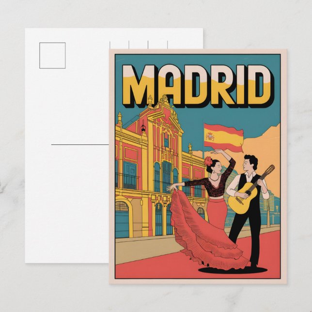 Postal Vintage Madrid España Flaminco souvenirs, regalos (Anverso / Reverso)
