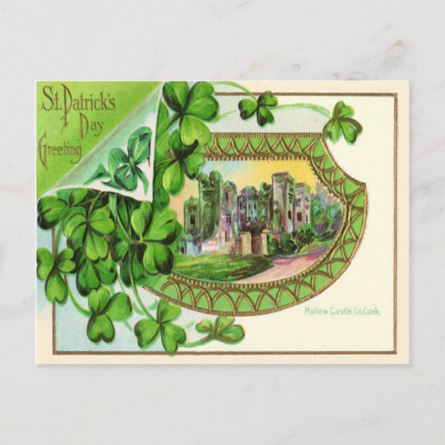 Postal Vintage Mallow Castle St Patrick's Day Card (Anverso)